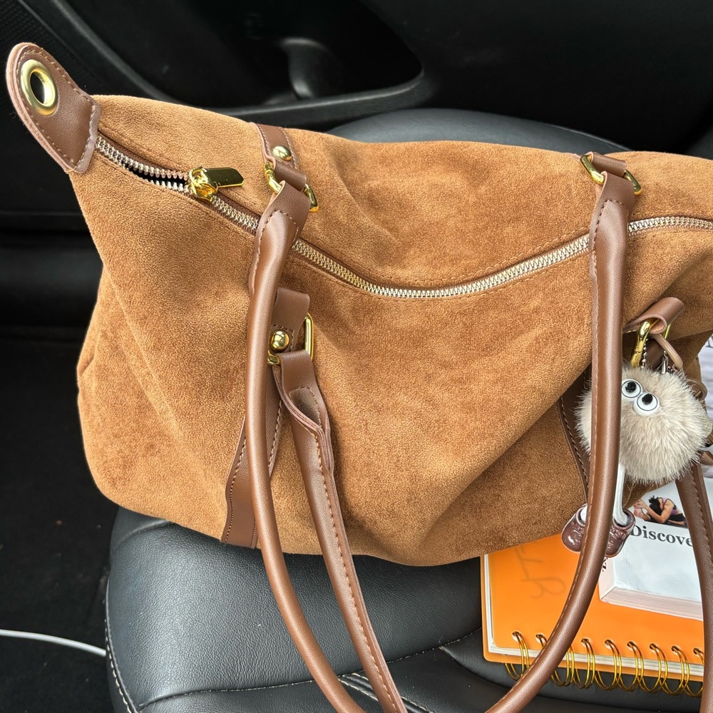 Brown Suede Shoulder Bag